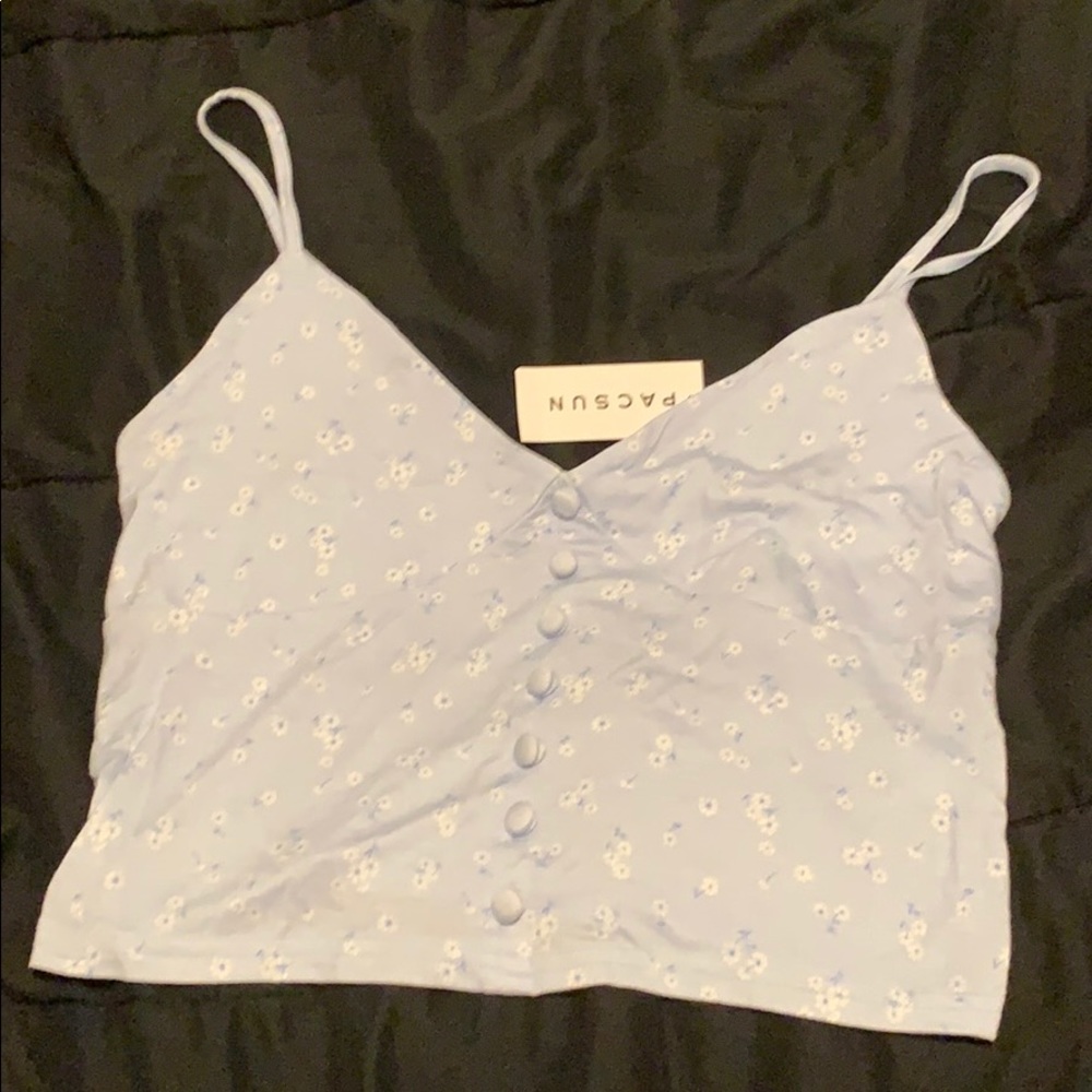 Blue floral tank top
